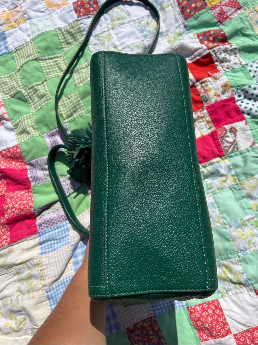kate spade Dark Green Leather Satchel with Tassel - Picture 3 of 4
